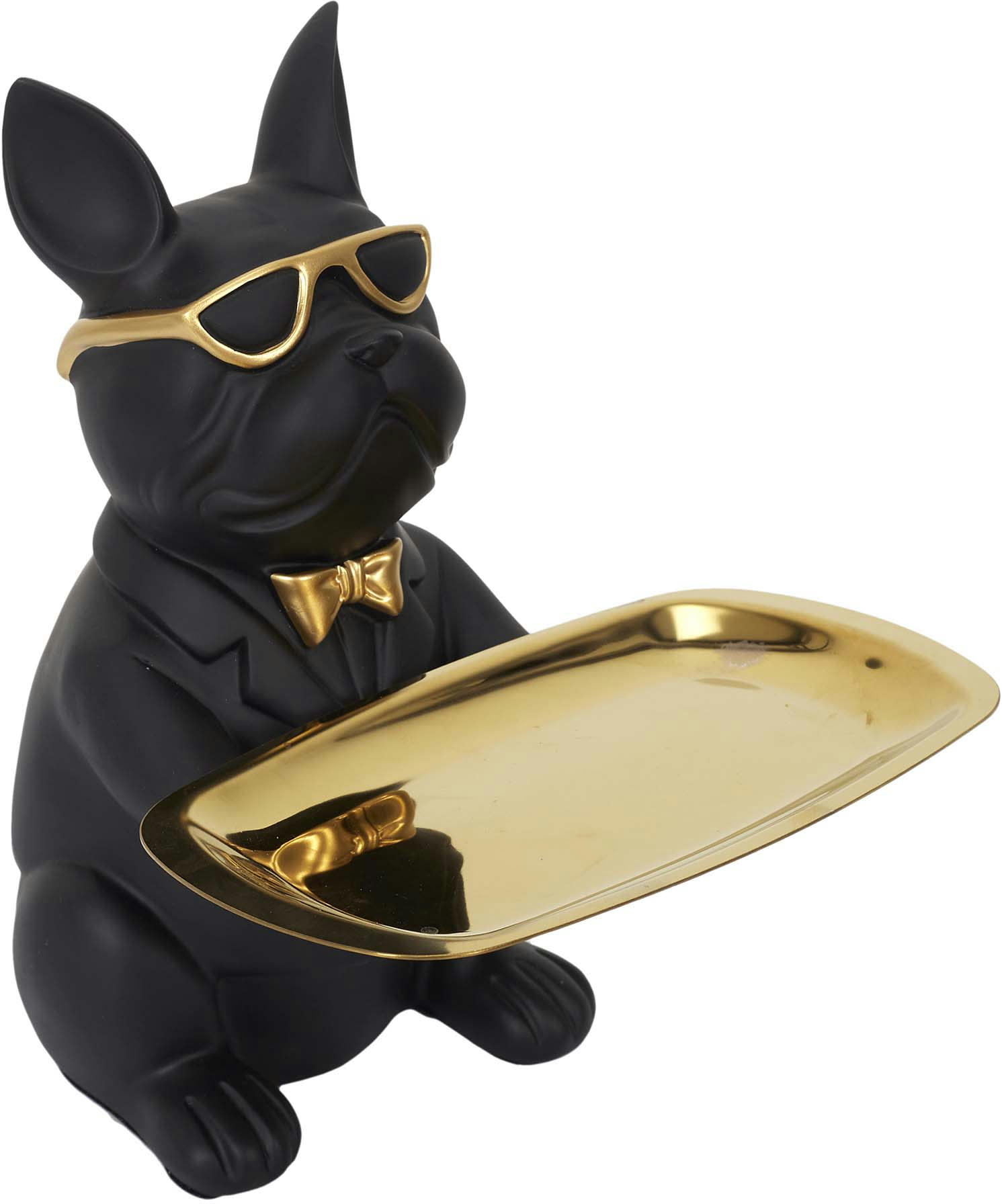 - Vide poche déco bouledogue cool assis noir et doré