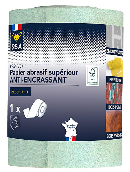 Feuille abrasive 115 mm x 5 m grain 180 anti-encrassement en rouleau