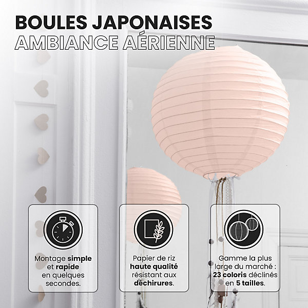 Lot de 12 Boules Japonaises Saumon 10 cm