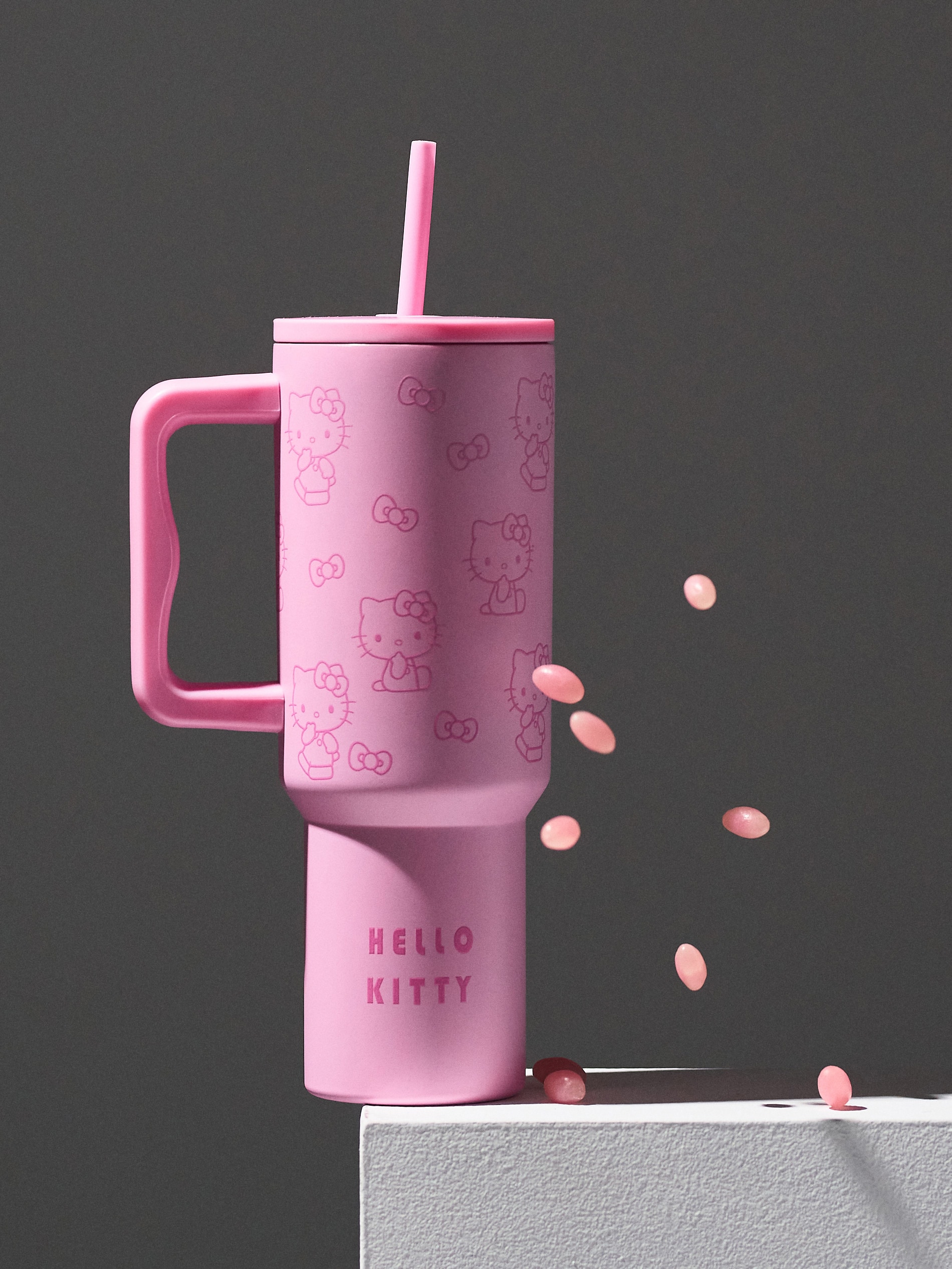 Termos z uchwytem i słomką Hello Kitty