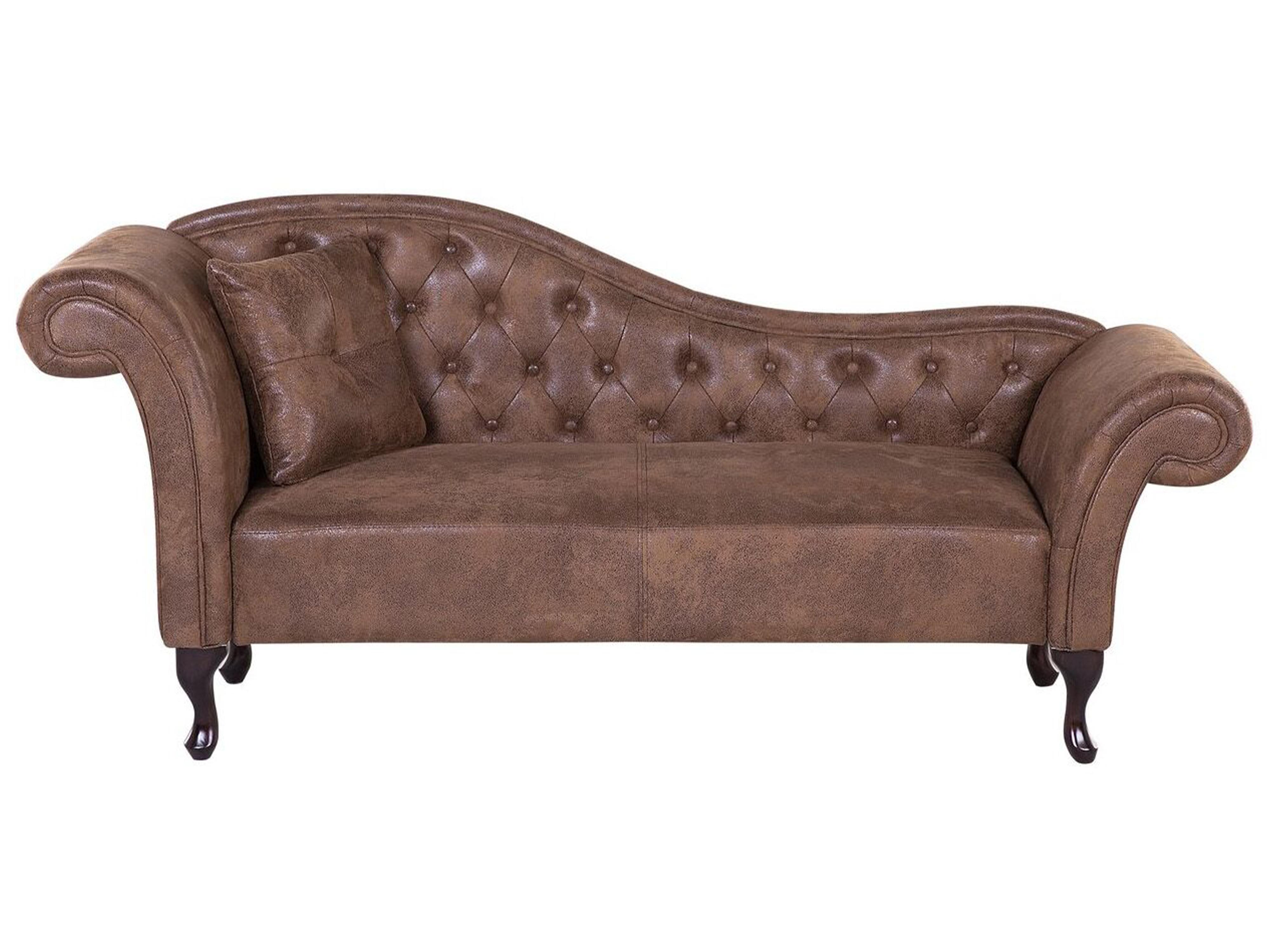 Left-Hand Chaise Longue LATTES Faux Suede Light Brown