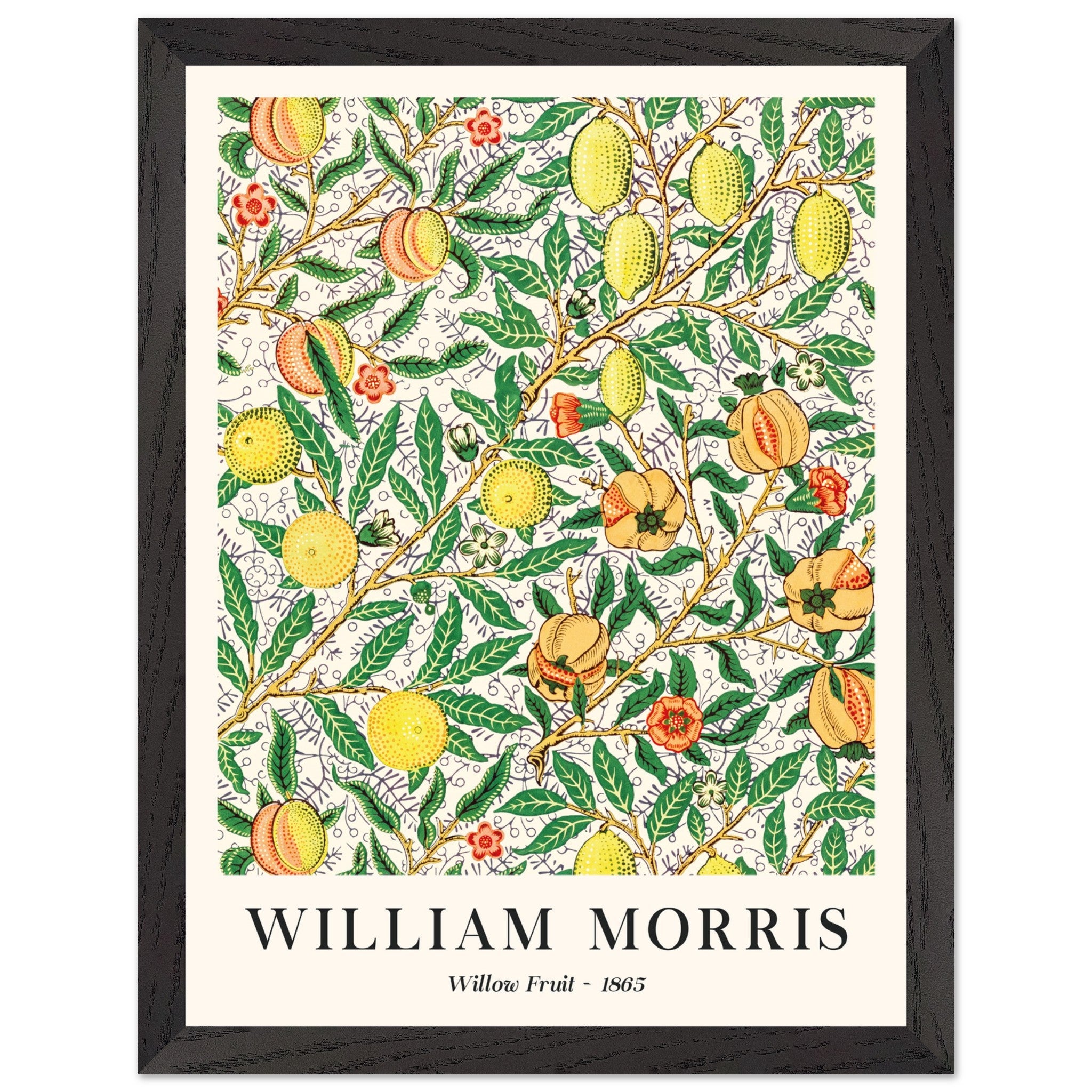 Artfulprints Poster met Lijst William Morris - Willow fruit  - 30x40 cm - Groen