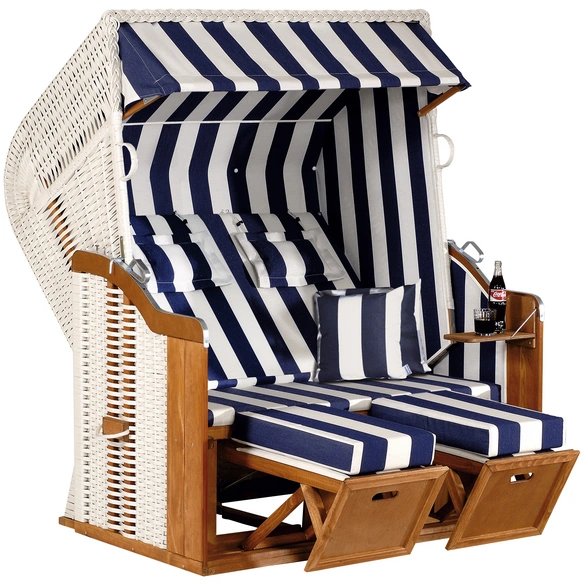 Strandkorb »Rustikal«, BxHxT: 145 x 160 x 90 cm, Halblieger, weiß/natur
