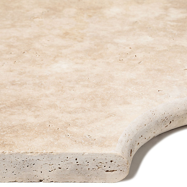 Margelle angle rentrant Travertin Beige Clair 42,5x45,5x3 cm Bord 1/2 Rond (à l'unité) - RO'MA NATURE