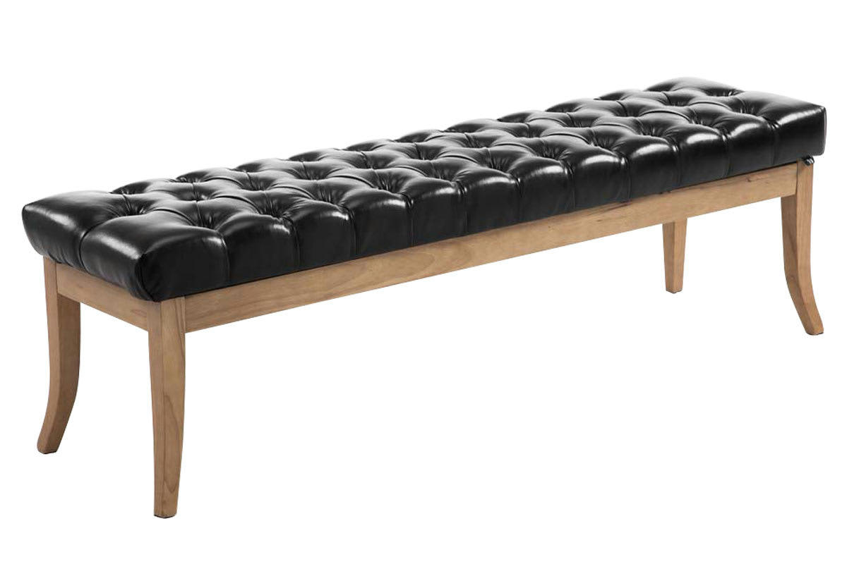 RAMSES - Banquette avec pieds en bois assise en similicuir Noir