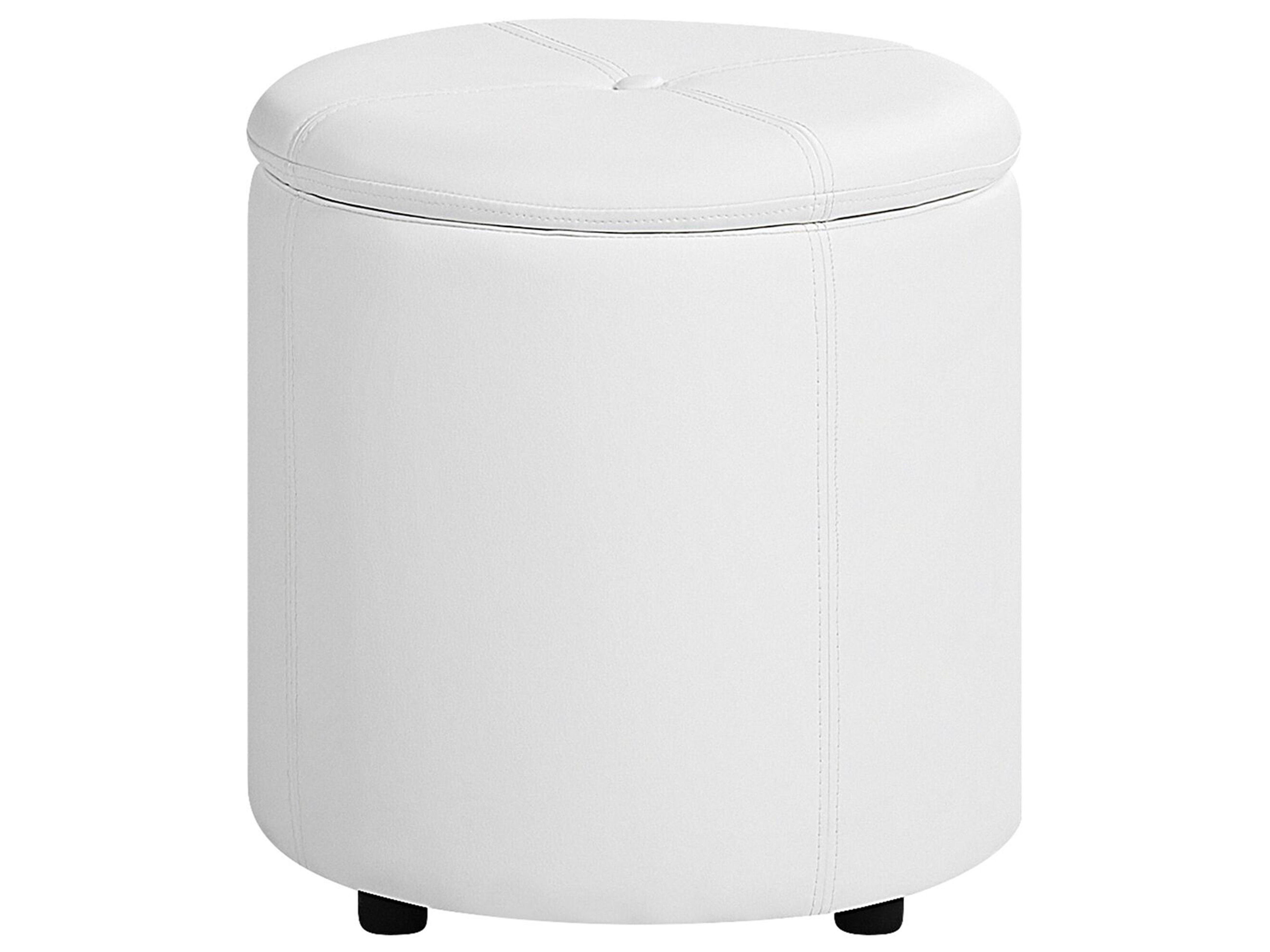 Storage Pouffe MARYLAND Faux Leather White