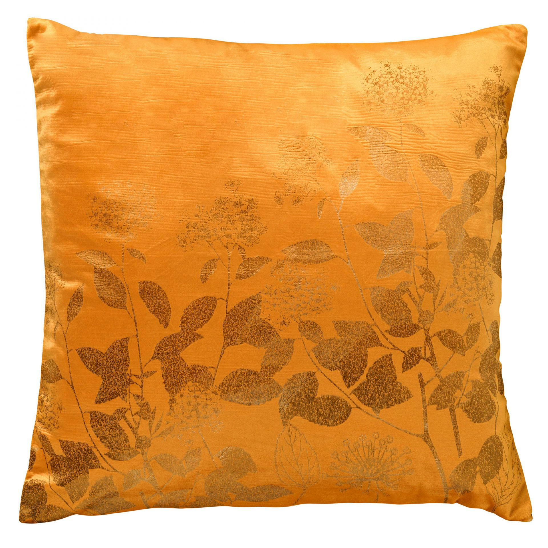 - Coussin - jaune en velours 45x45 cm avec motif fleuri