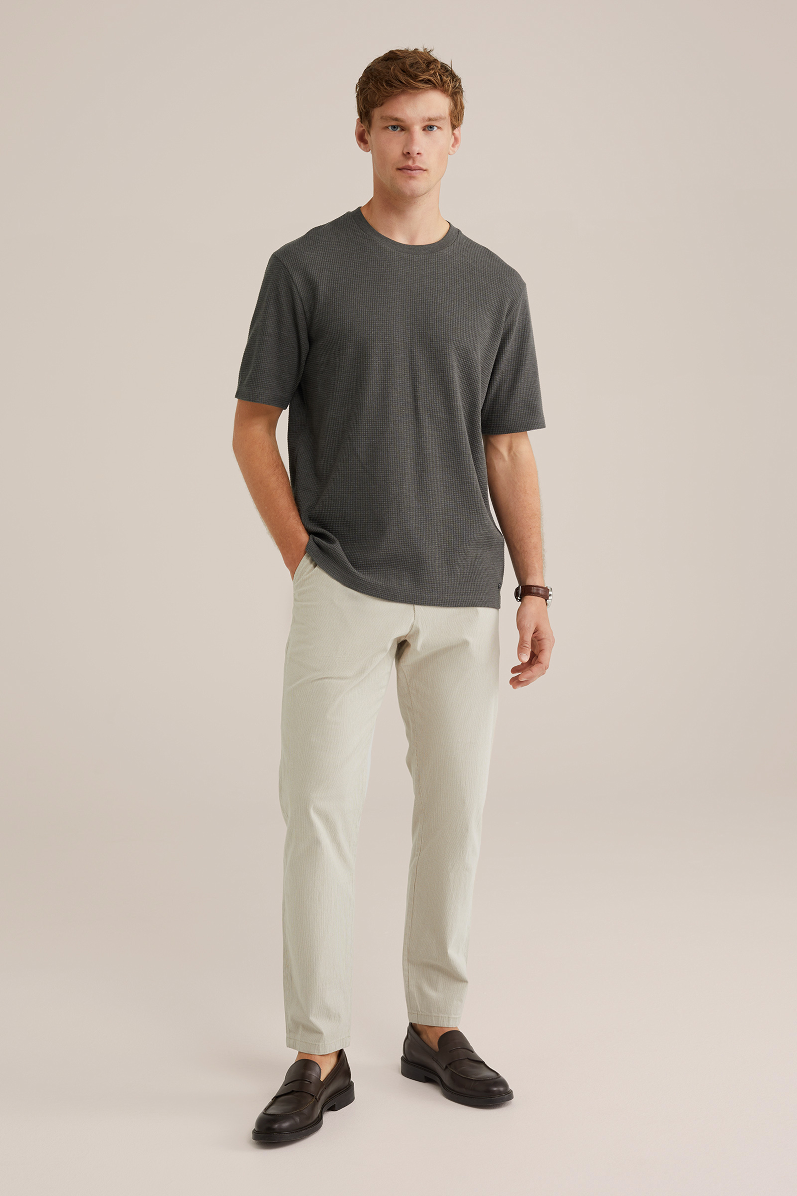 Heren relaxed fit T-shirt met structuur