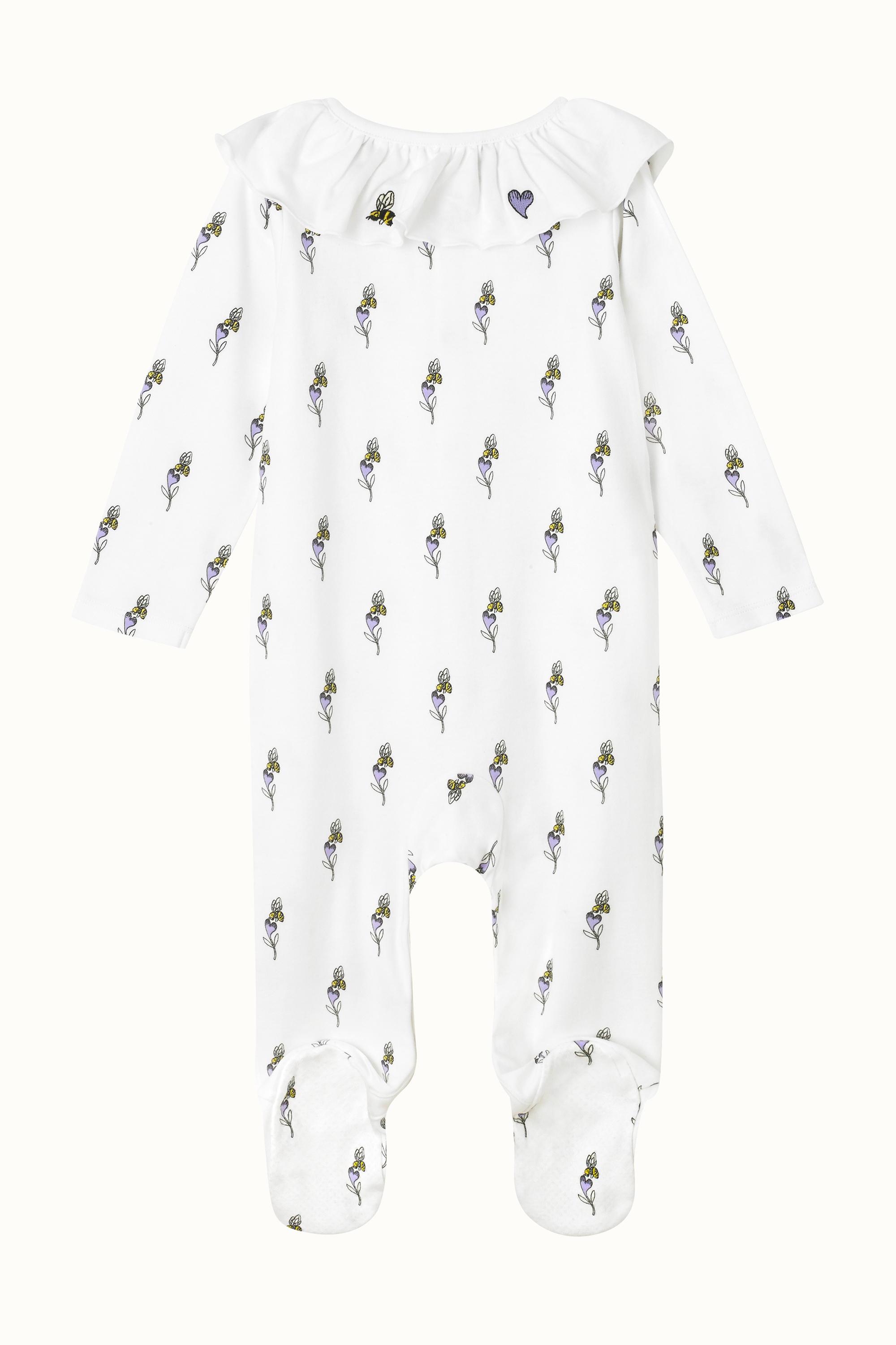 Bee & Heart Frill Collar Sleepsuit (0-24 Months)
