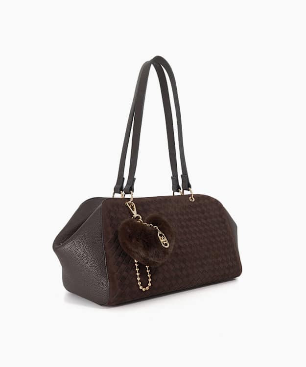 Decisively Dark Brown - Woven Suede Shoulder Bag