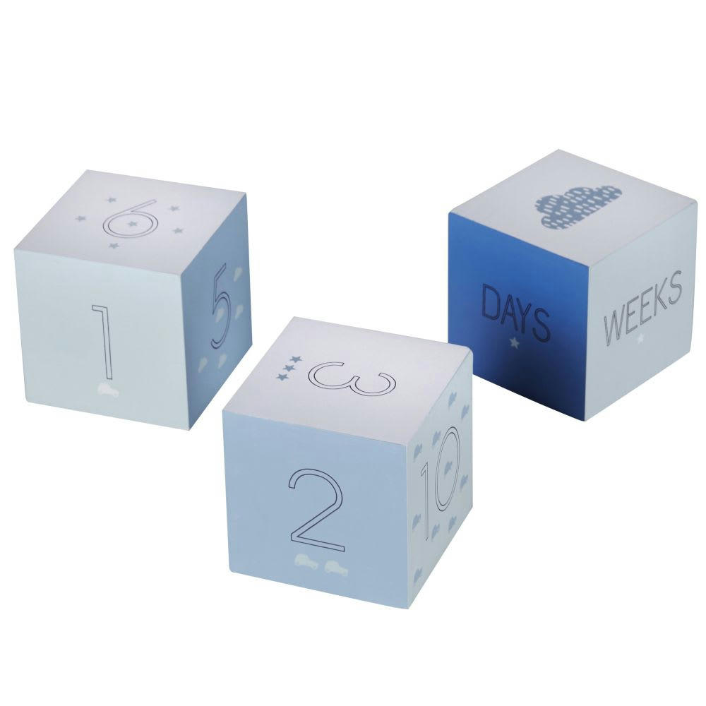 - Cubes de naissance bleu, bleu vert et blanc (X3)