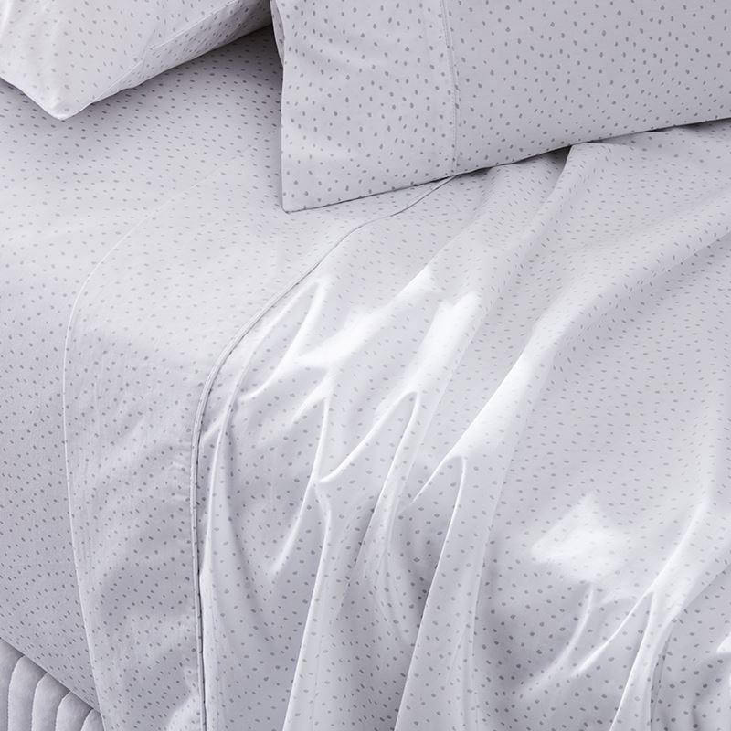 Fresh Cotton Percale Fleck Grey Sheet Separates