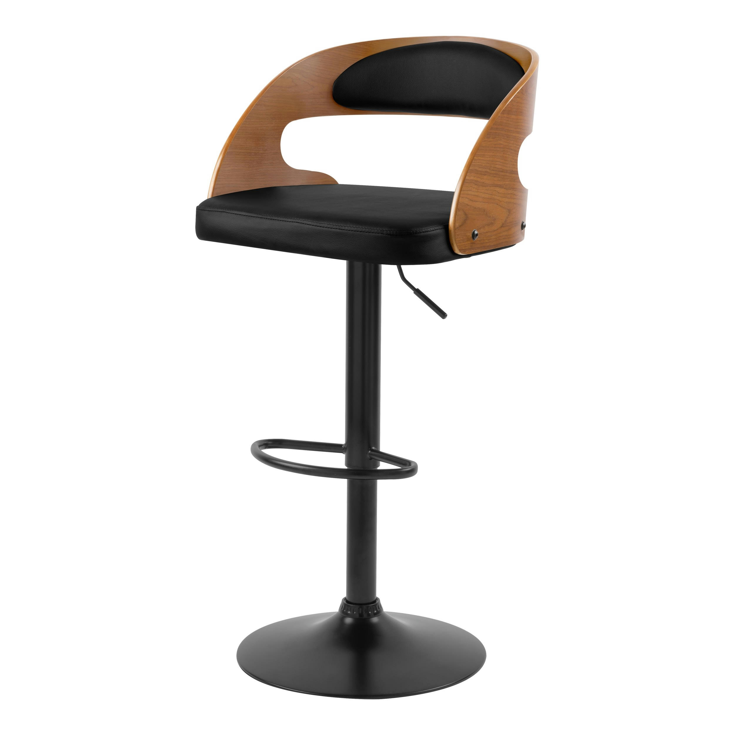 LOUIS - Chaise de bar réglable 62/84 cm en cuir synthétique noir