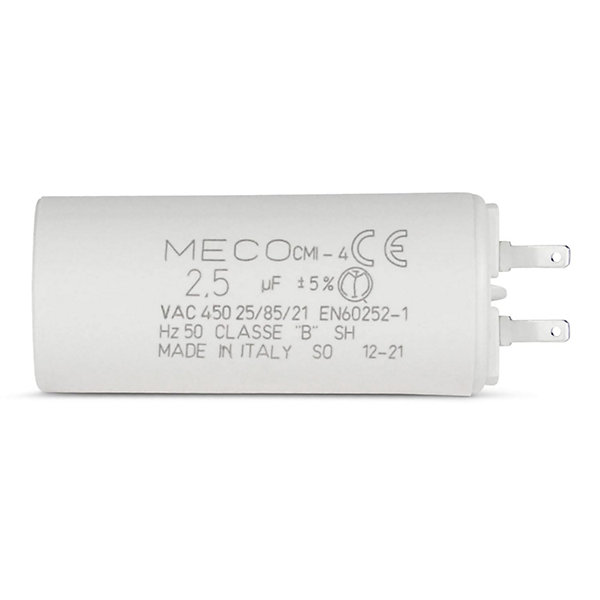 Condensateur ALLOTECH MECO 2,5 µF universel (CMI4 254) fond plat et cosses pour moteur de store et électroménager
