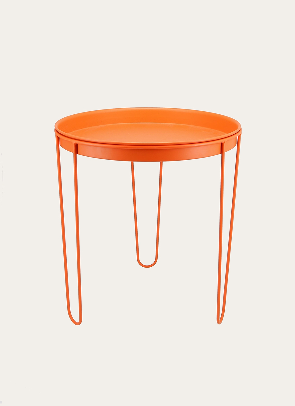 TABLE D'APPOINT EN MÉTAL AVEC PLATEAU AMOVIBLE ORANGE