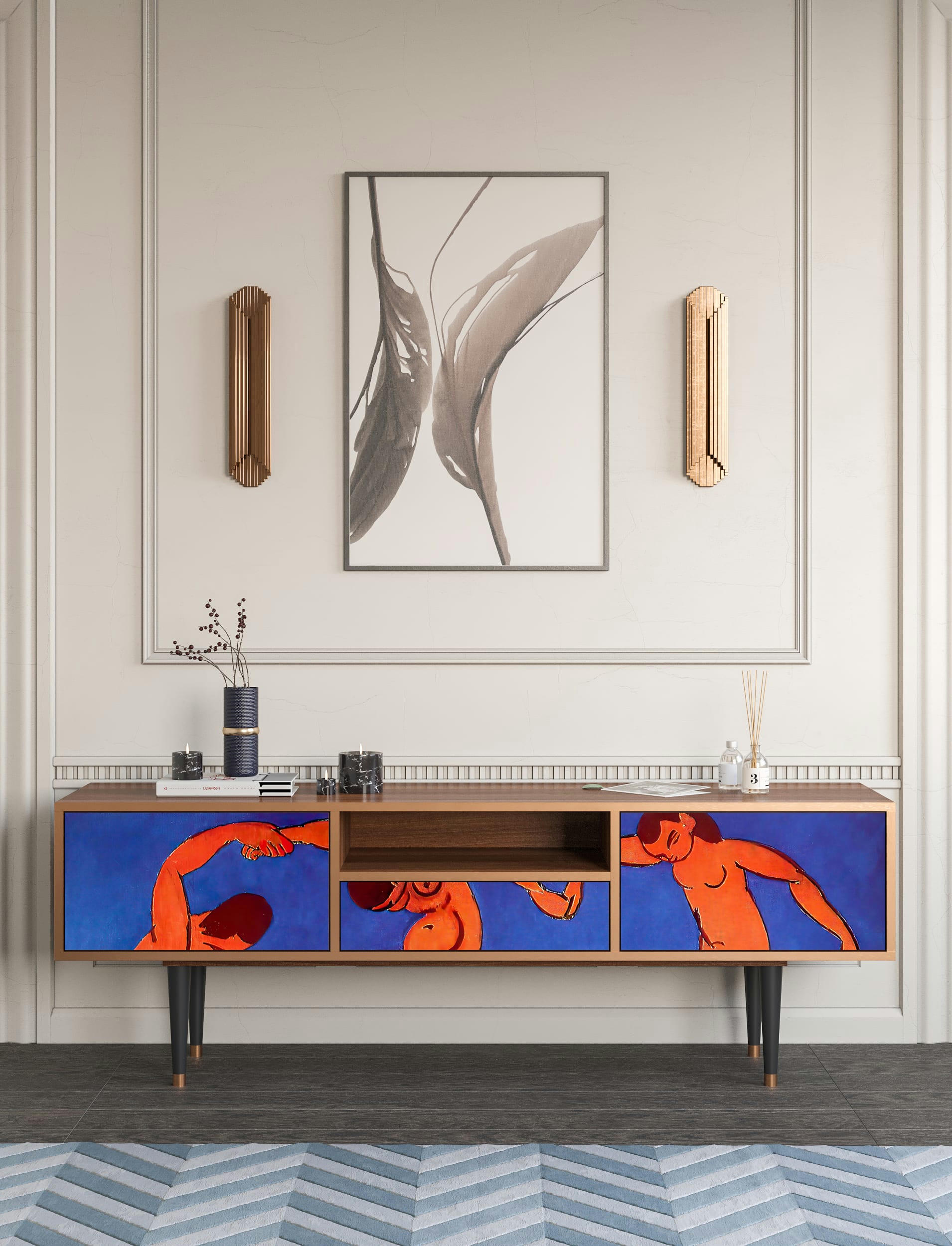 THE DANCE BY HENRI MATISSE - Meuble TV  multicolore 1 tiroir et 2 portes L 170 cm