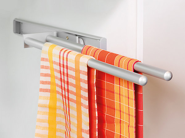Emuca Porte-serviettes extensible, 2 bras, Aluminium, Peint en blanc