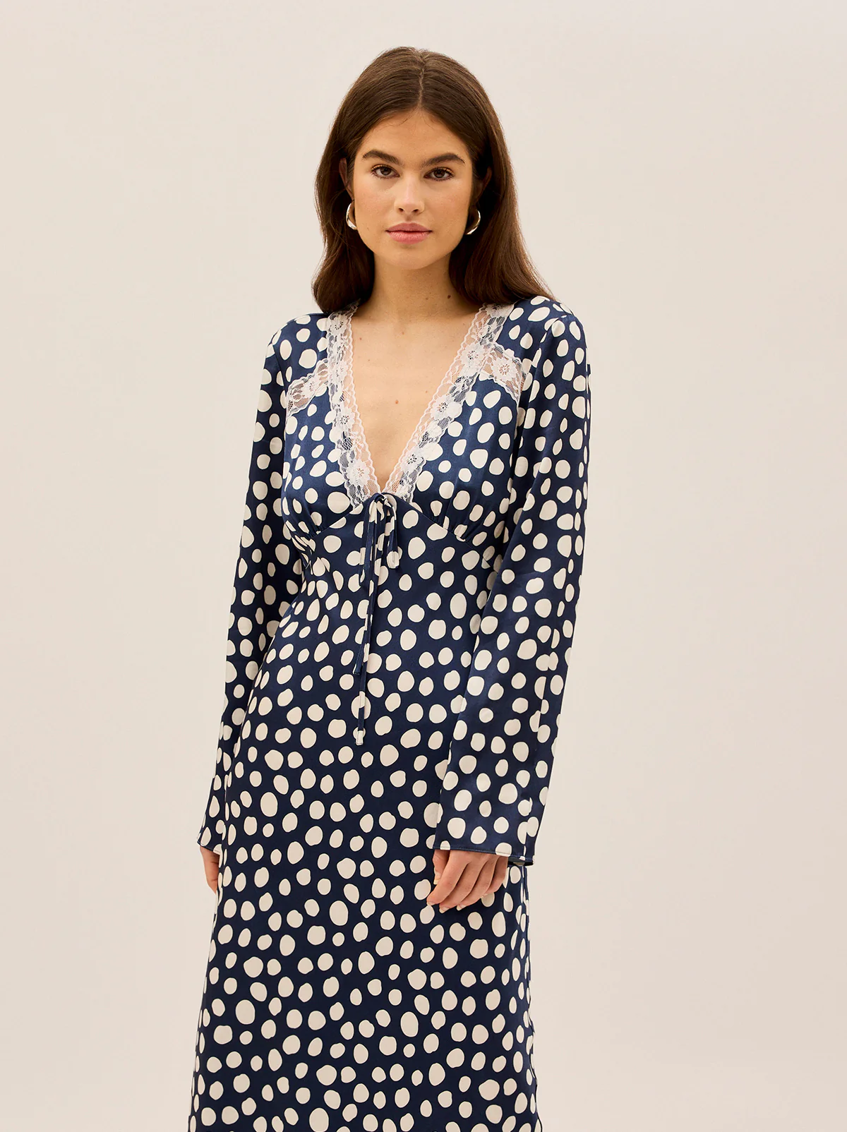 Zelda Navy Polka Dot Satin Dress