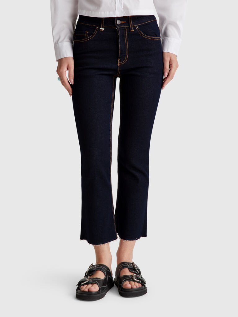 Cropped cotton jeans