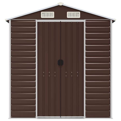 NNEVL Garden Shed Brown 191x130x198 cm Galvanised Steel