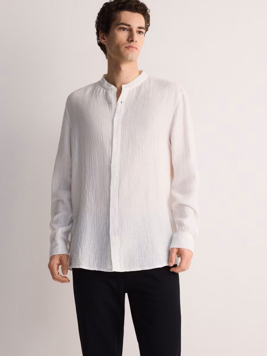 Regular Fit Mandarin Collar Shirt