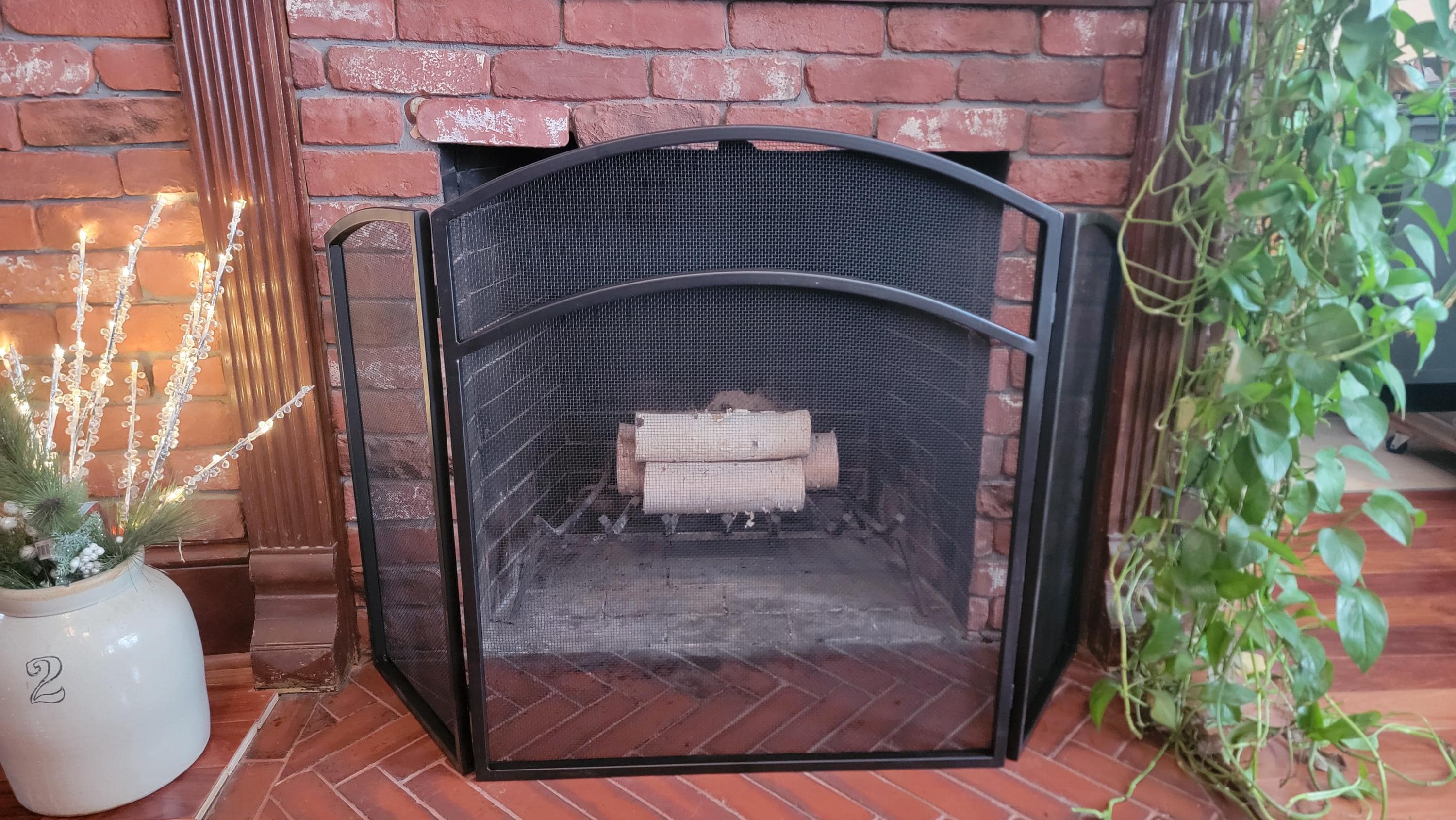 3 Panel Black Fireplace Screen