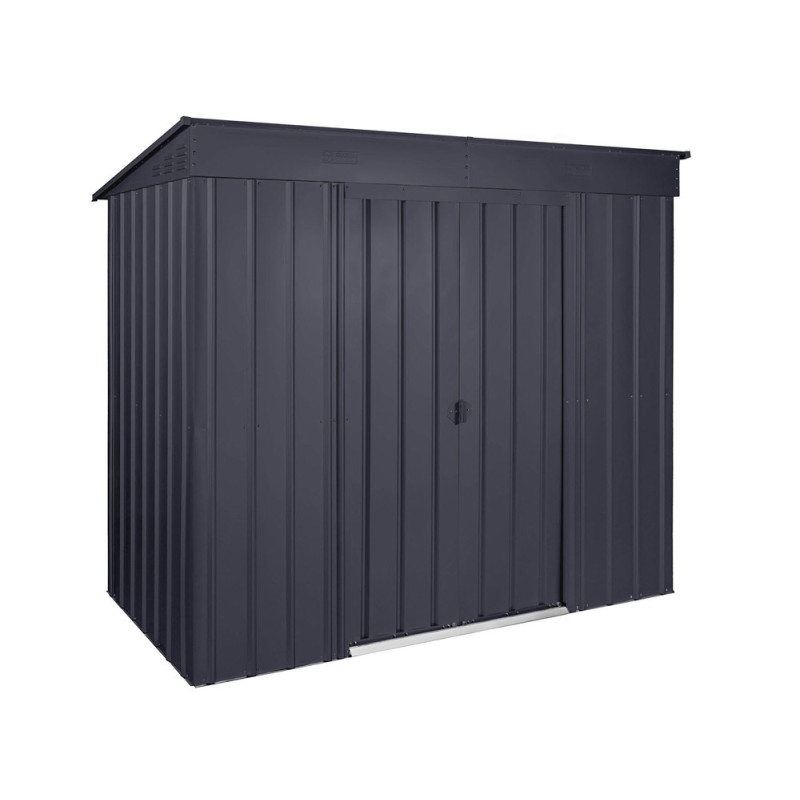 Abri de jardin en métal Skillion double porte gris anthracite 2,42 x 1,24 x 1,99 m GLOBEL