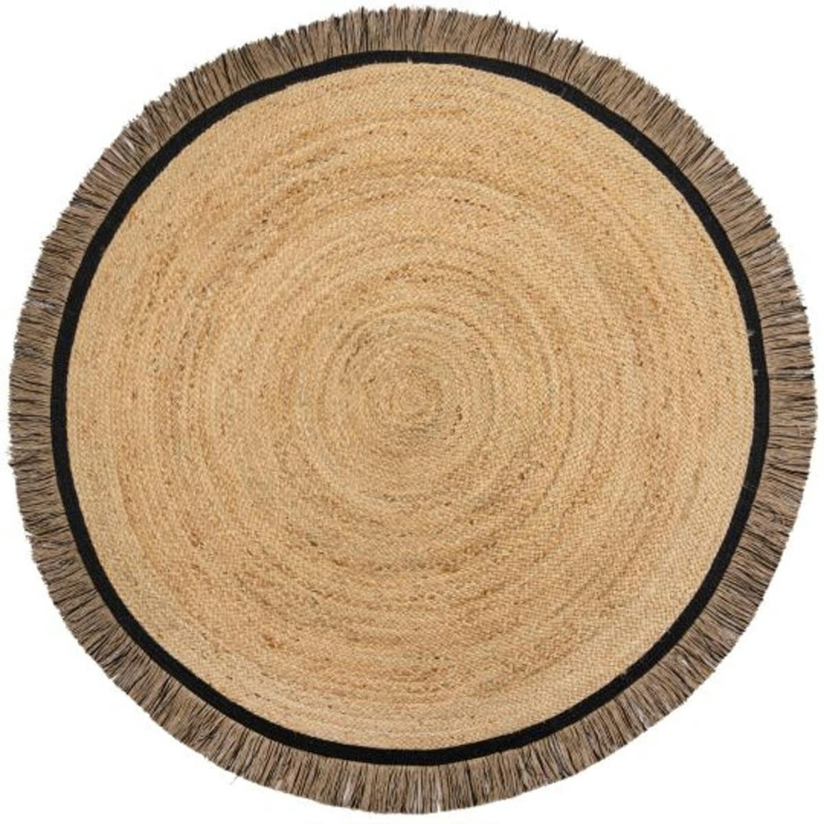 KANA - Tapis rond en jute noir 160x160 cm