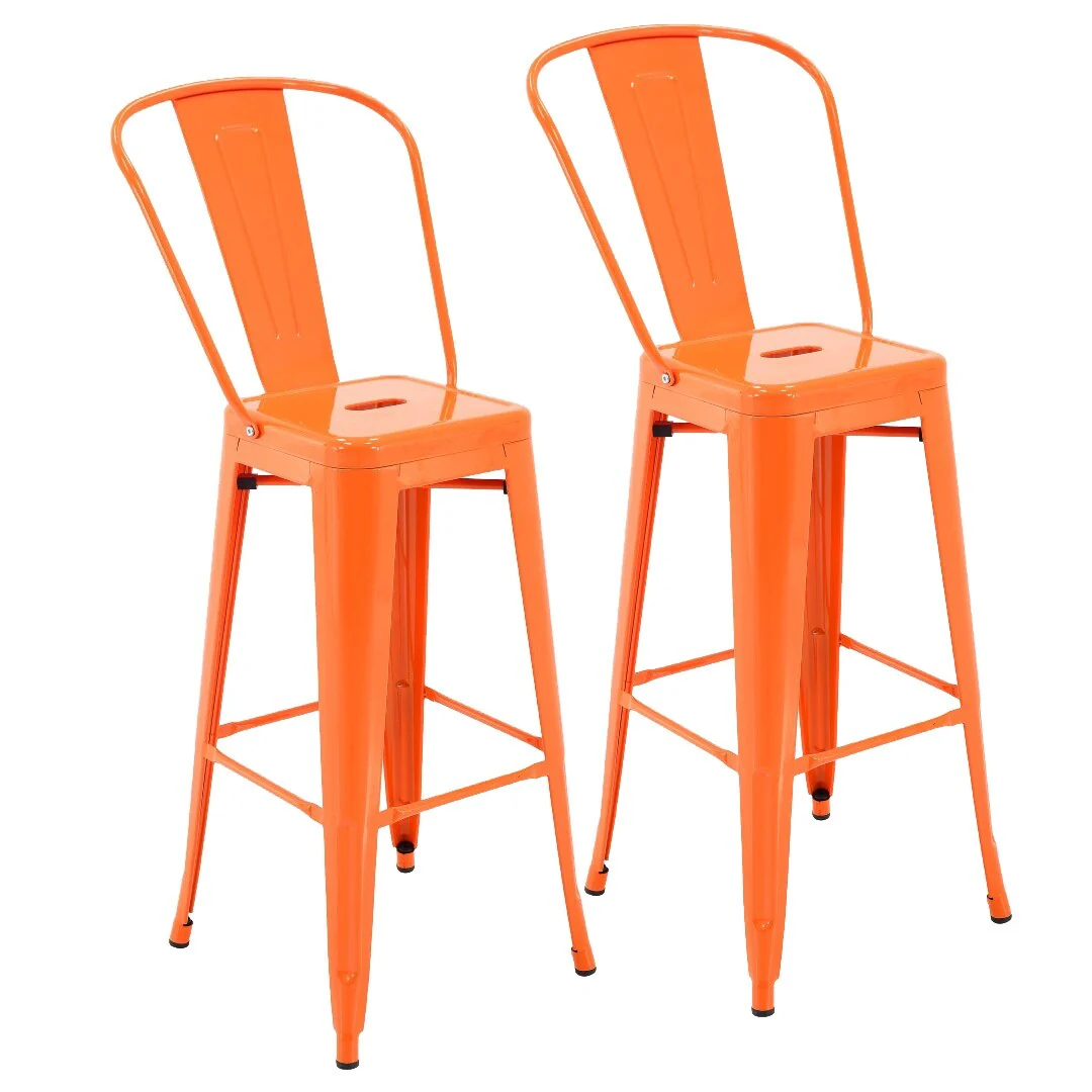 Porthos Home Rust-Resistant Metal Patio Barstool with Back(Set of 2)