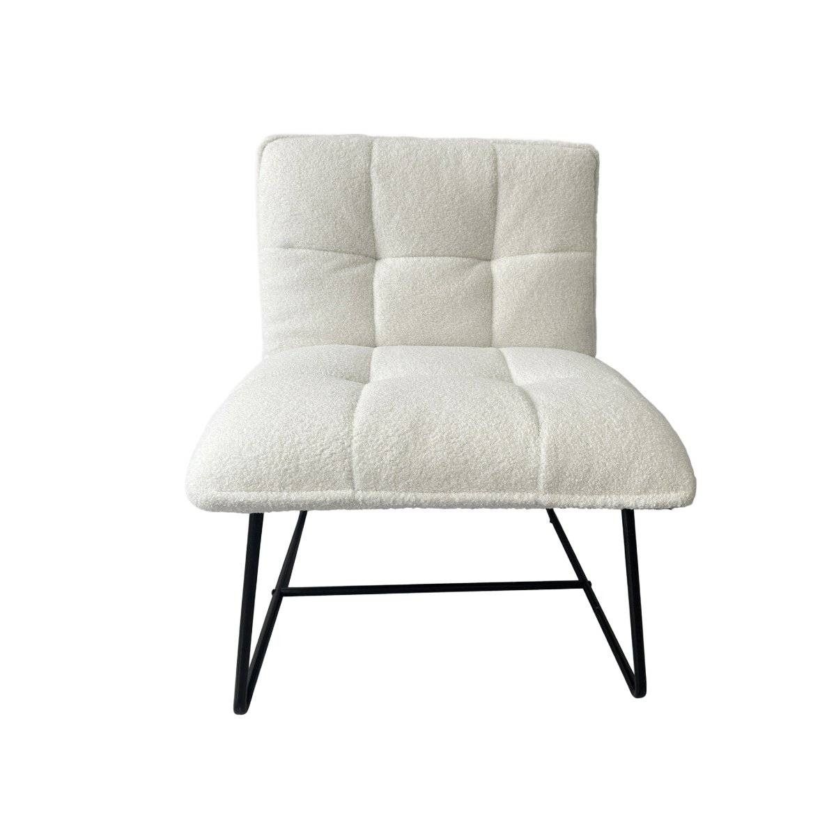 Fotel NELOX w tkaninie TEDDY BOUCLE ecru 63x69x73 cm HOMLA