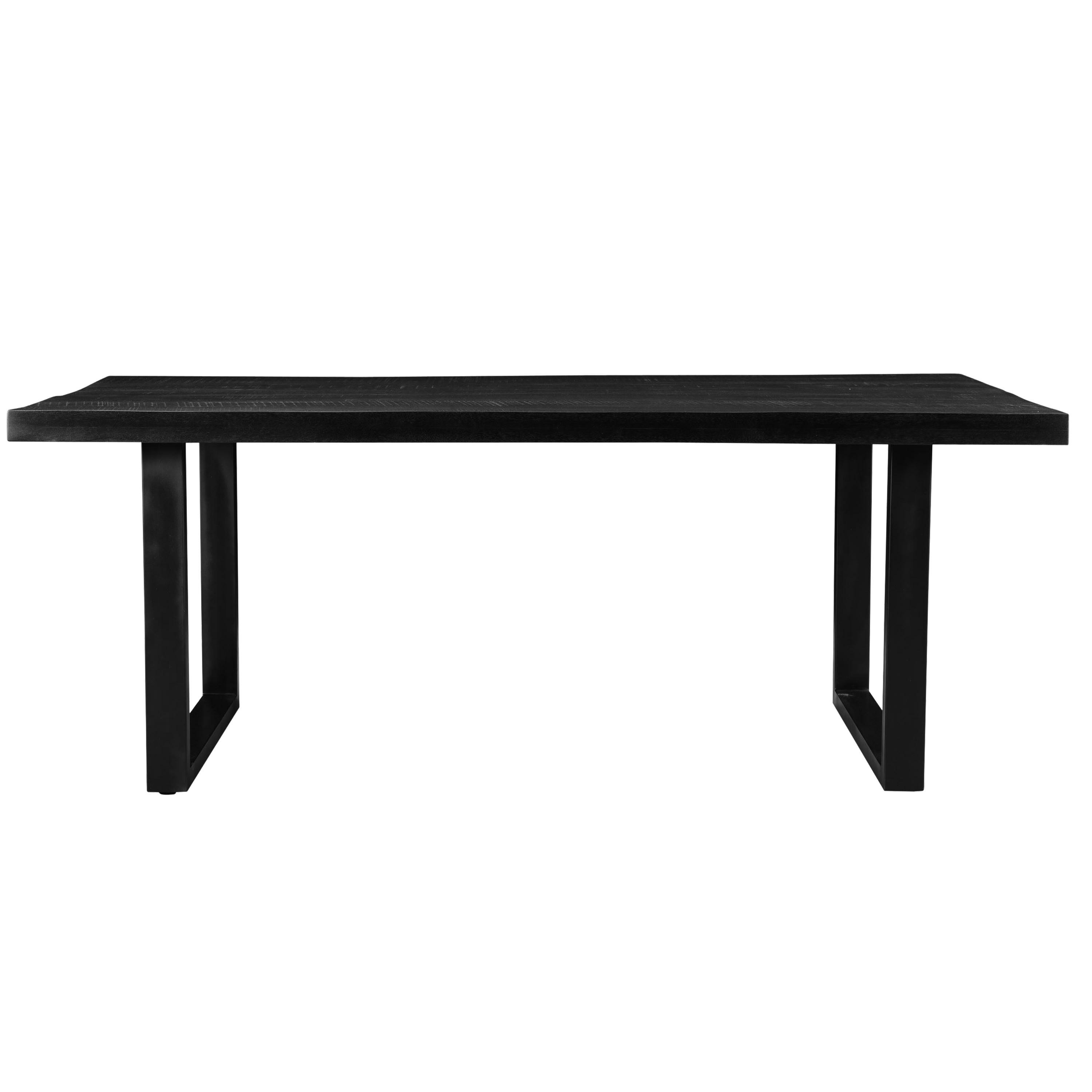 UZES - UZES-Table à manger 6/8 personnes L180, Manguier massif noir et métal