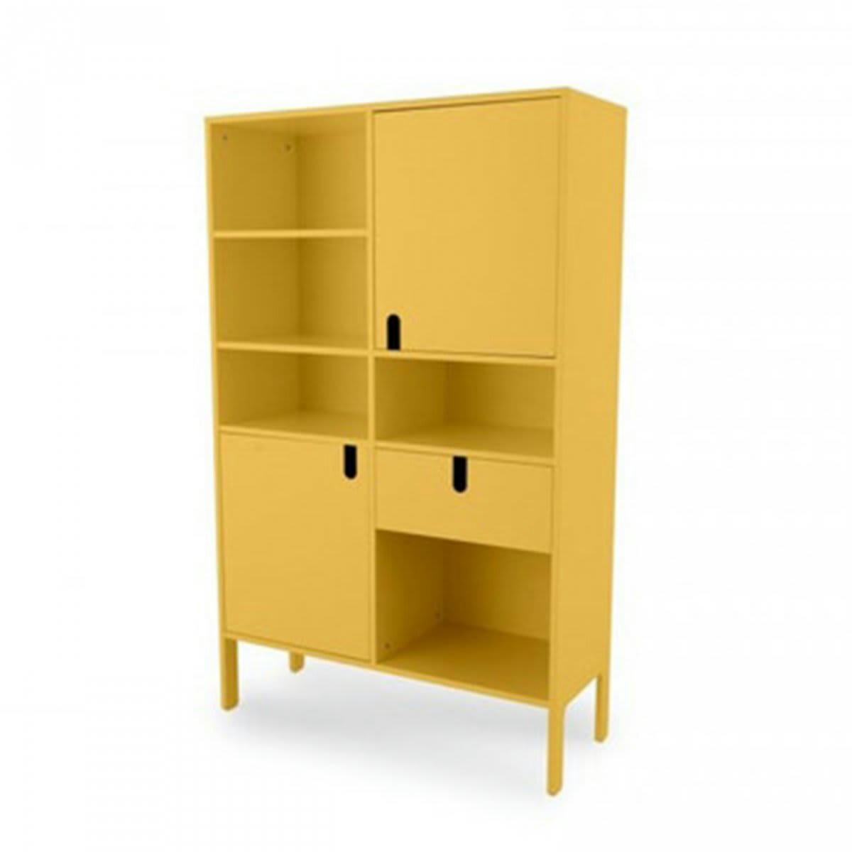 DINA - Grande étagère design nombreux rangements moutarde