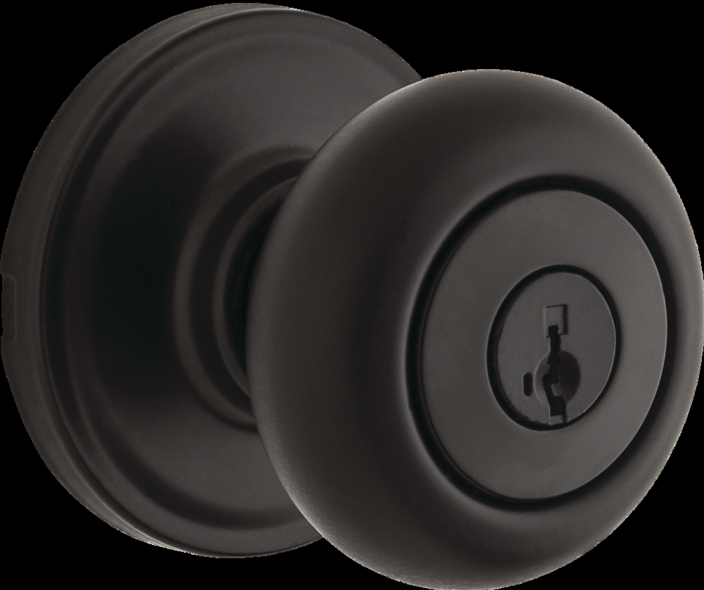 Weiser Troy Entry Keyed Door Knob Lock Set, Iron/Black
