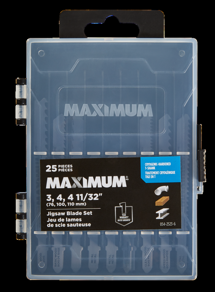 MAXIMUM T-Shank Cryogenic Assorted Jigsaw Blade Set for Wood, Metal, Plastic, 25-pc