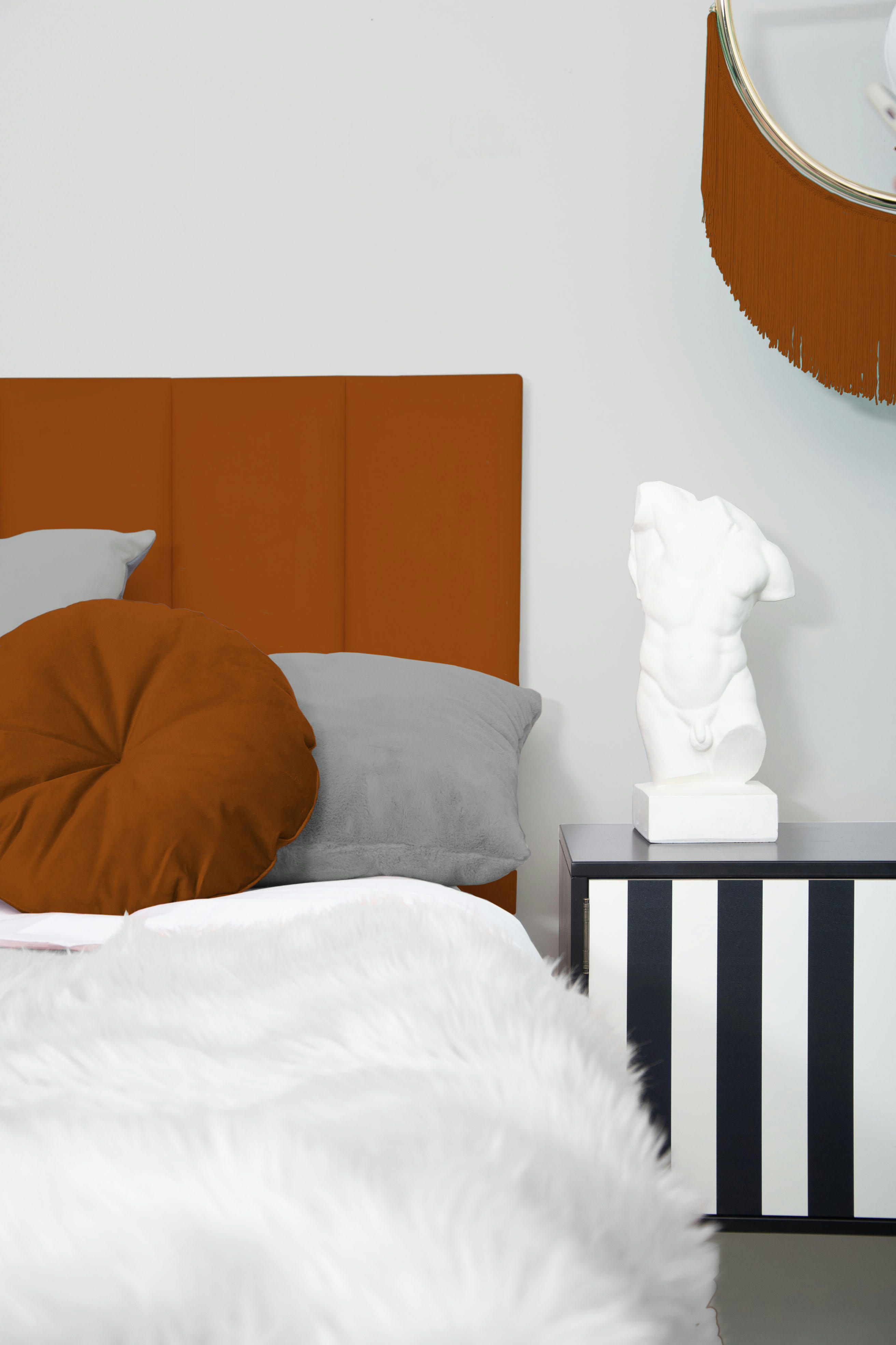 NILA - Tête de lit tapissée en velours terre cuite 160x57cm