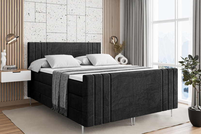 Łóżko kontynentalne - pojemnik, materac, nóżki IDRIKO-FS-Z KING 120x200 cm