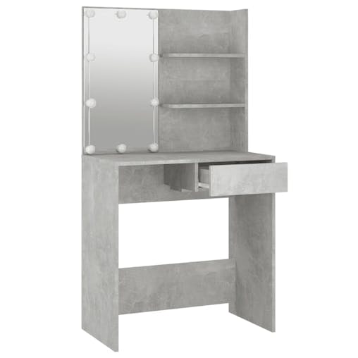 NNEVL Dressing Table with LED Concrete Grey 74.5x40x141 cm