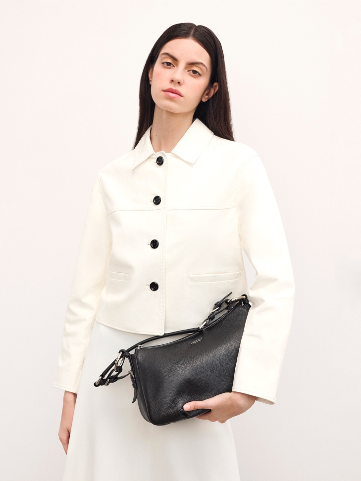 Black universal leather handbag