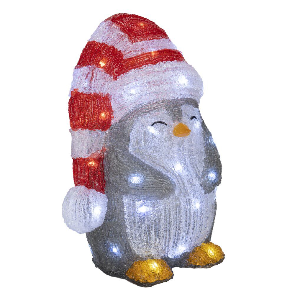Pingouin de No&euml;l lumineux 40LED multicolore H30cm