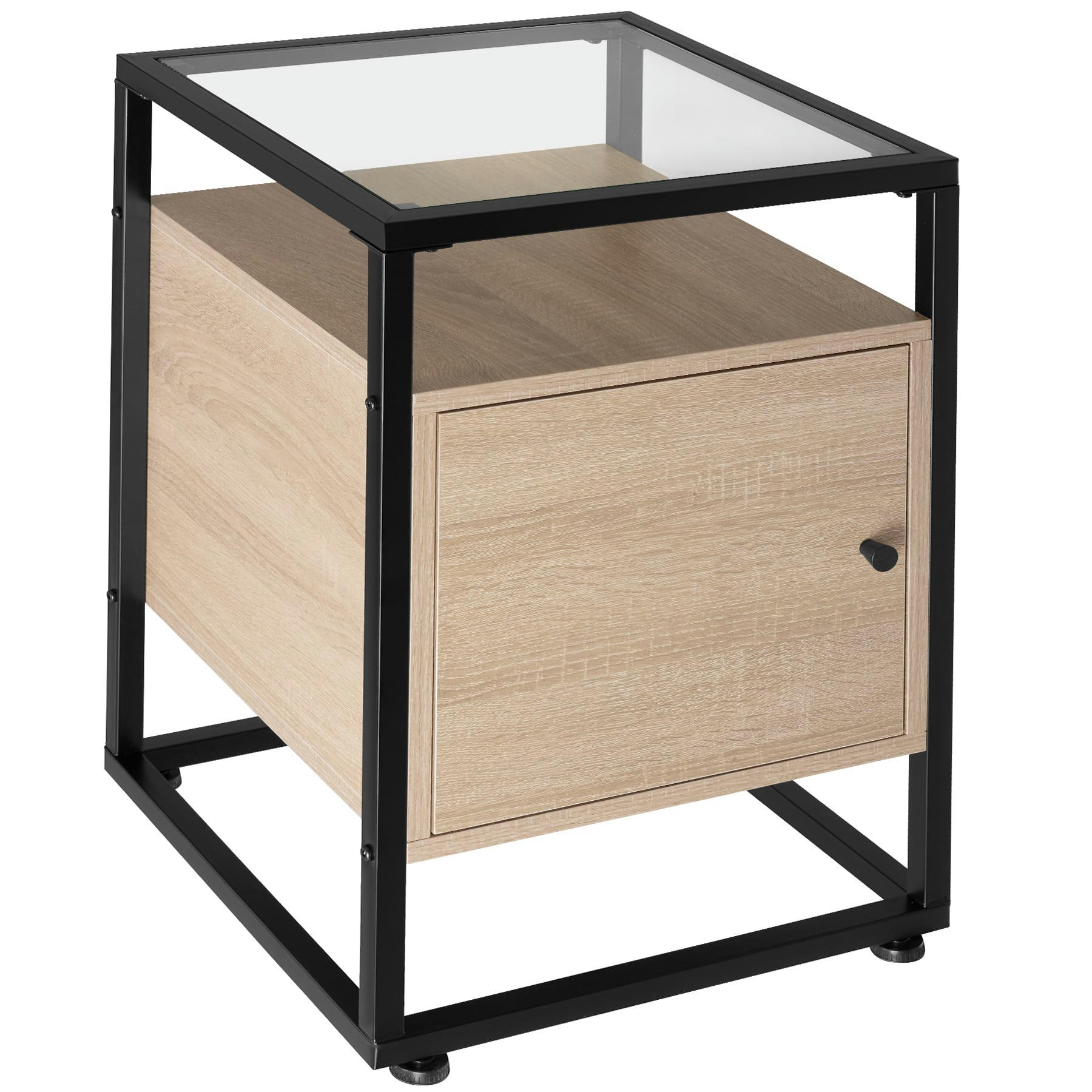 TT - Table de chevet Style industriel Bois clair industriel, Chêne Sonoma