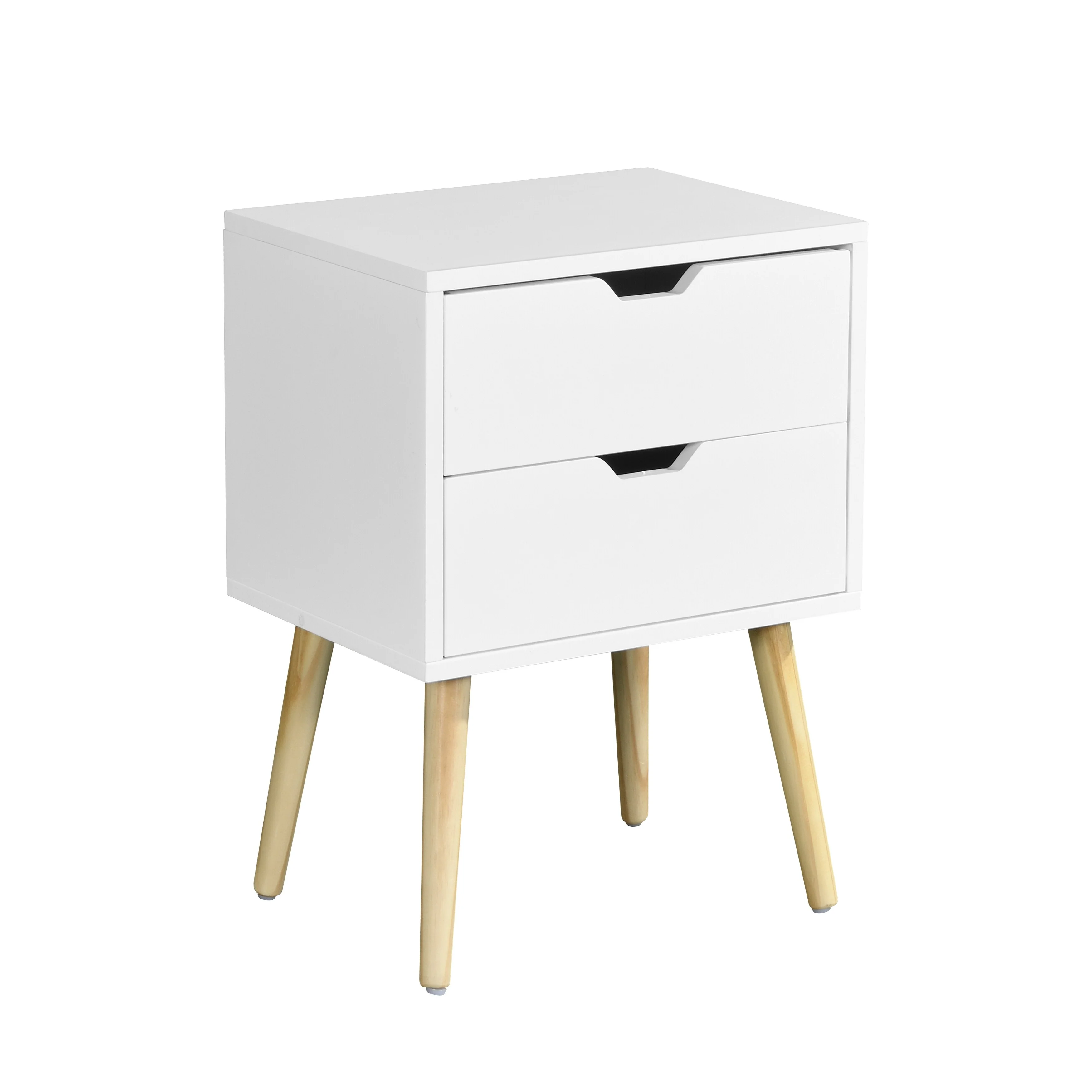 Side Table With 2 Drawer And Rubber Wood Legs Furniture