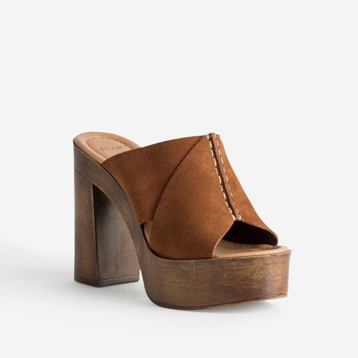 Mule à plateforme TEXTO cognac cuir velours