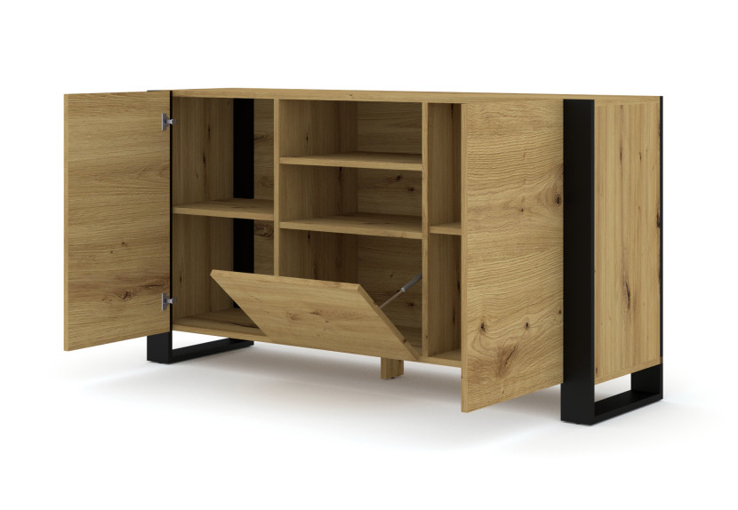 Komoda MONDI 158 cm dąb artisan czarna stojąca