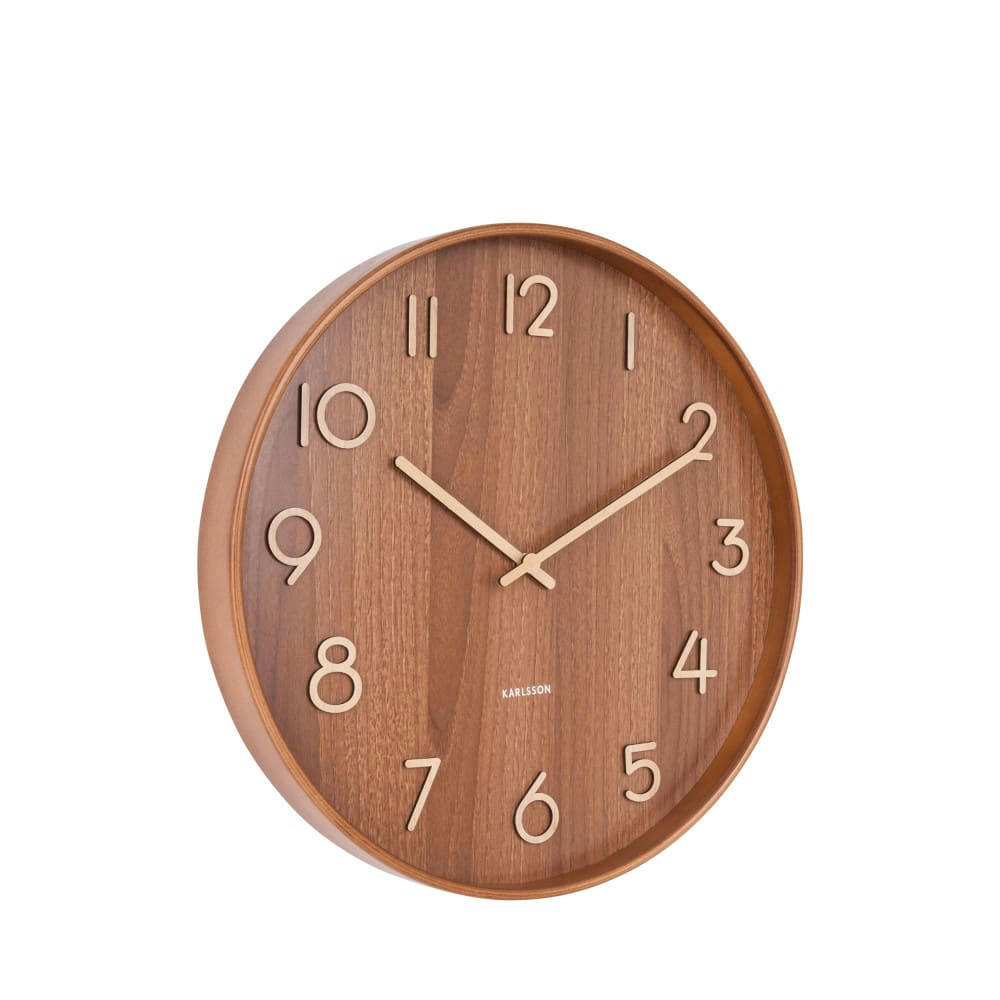 PURE - Horloge murale ronde en bois D60cm bois foncé