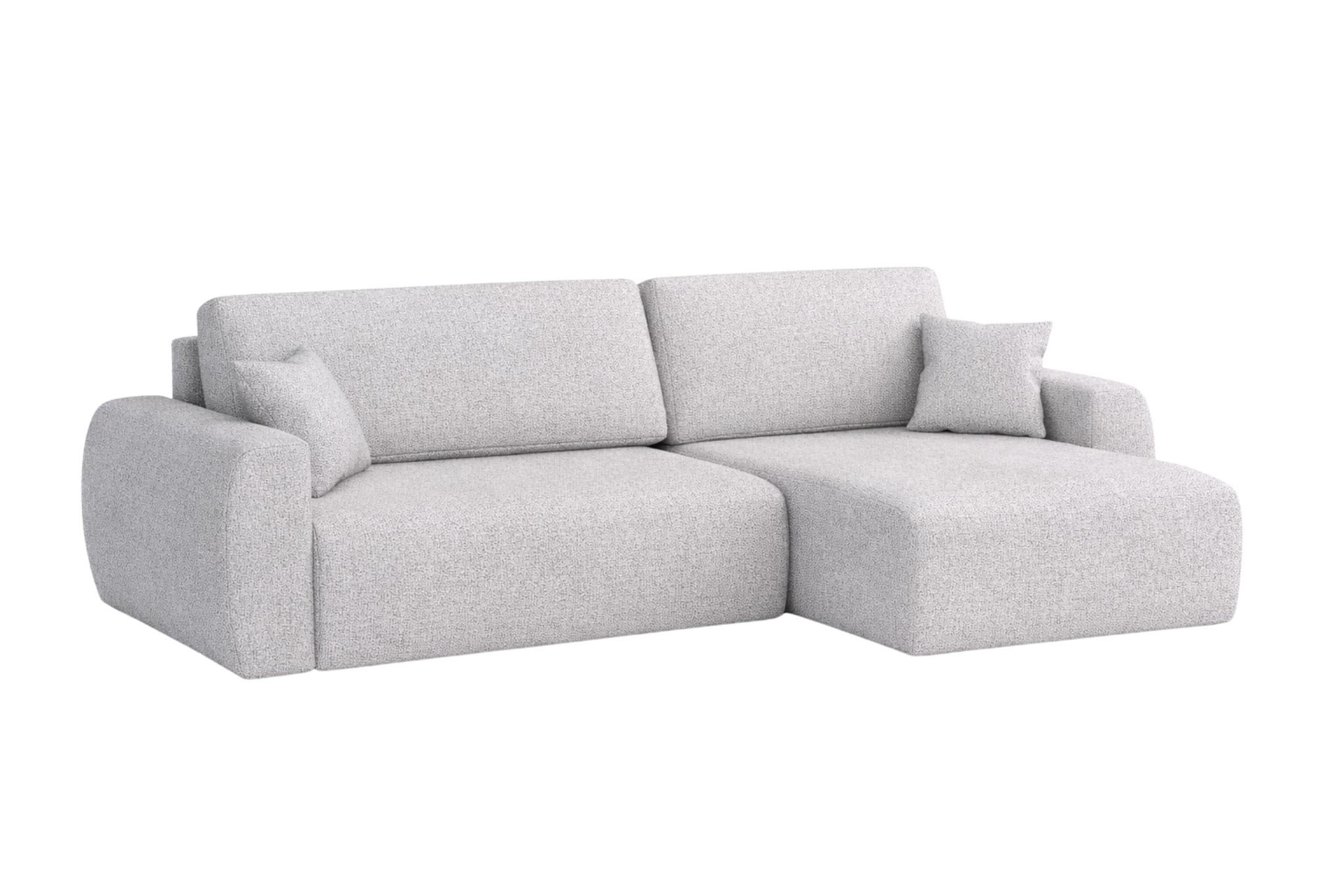 Narożnik z funkcją spania, Ariel XL, szenil Artico, Cement, Prawy