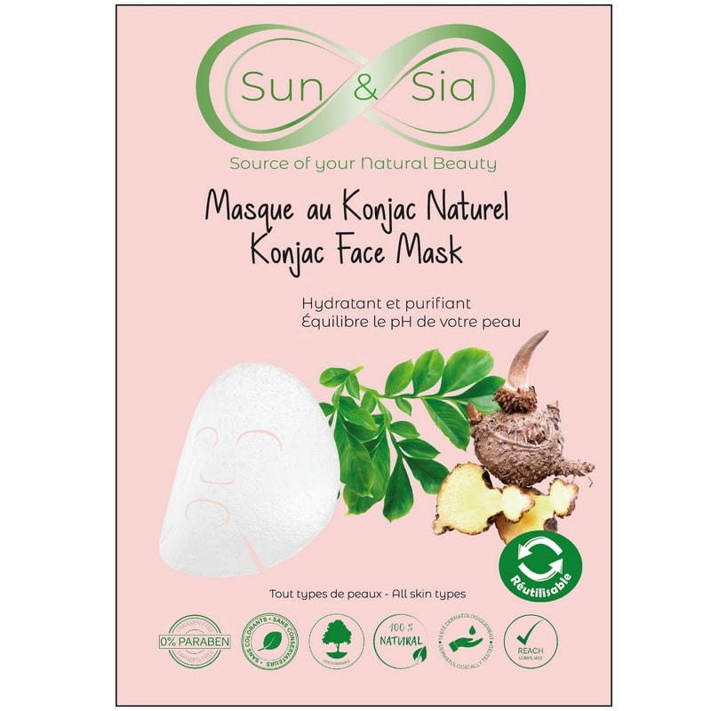 BEAUTE & BIEN-ETRE - Masque Hydratant Réutilisable Konjac 100% Naturel - Sun&Sia