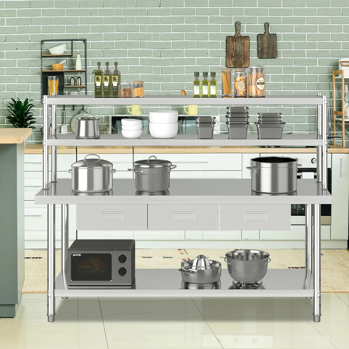 72'' Stainless Steel Commercial Work Table with Shelf