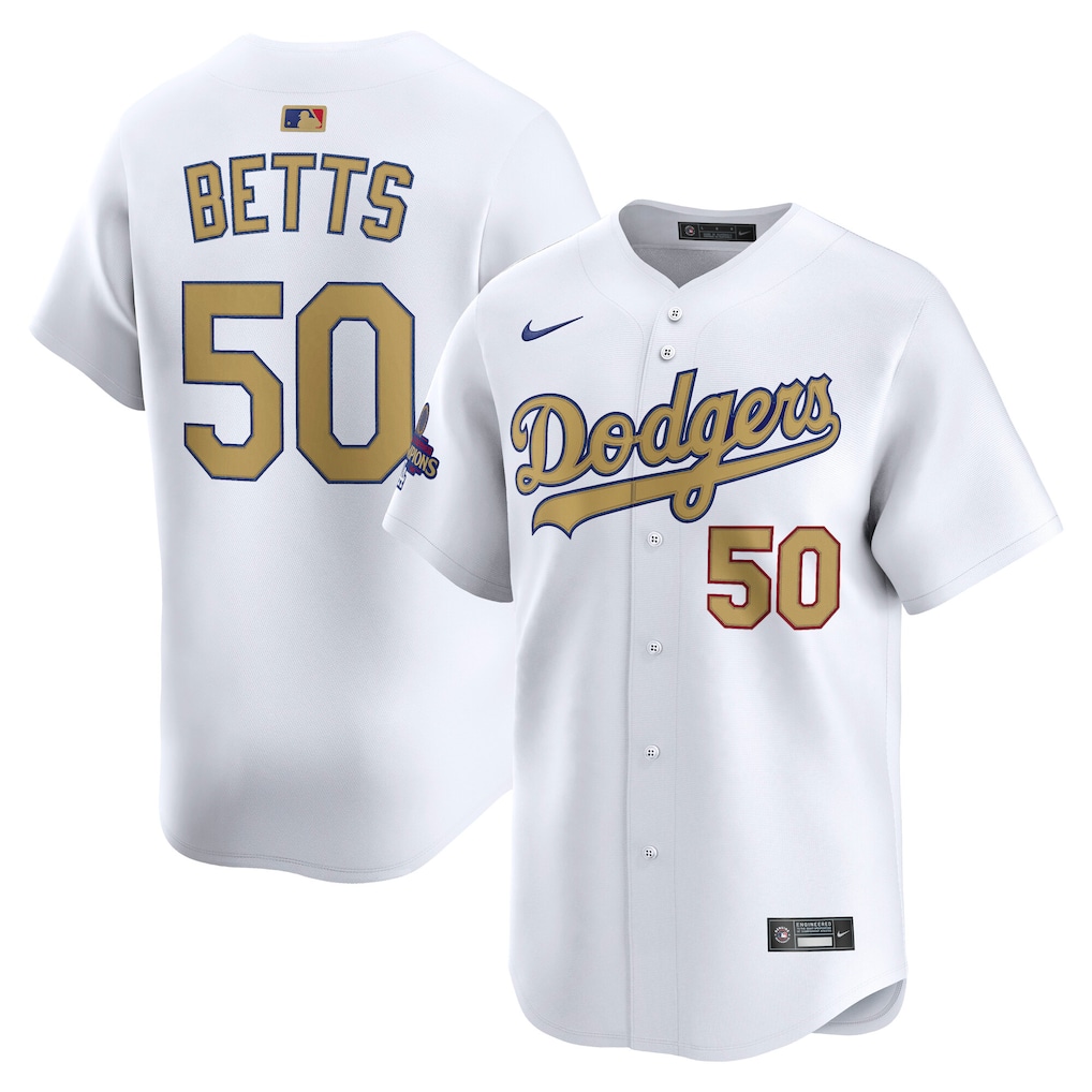 Mookie Betts Los Angeles Dodgers Nike 2025 Gold Collection Limited Jersey – White