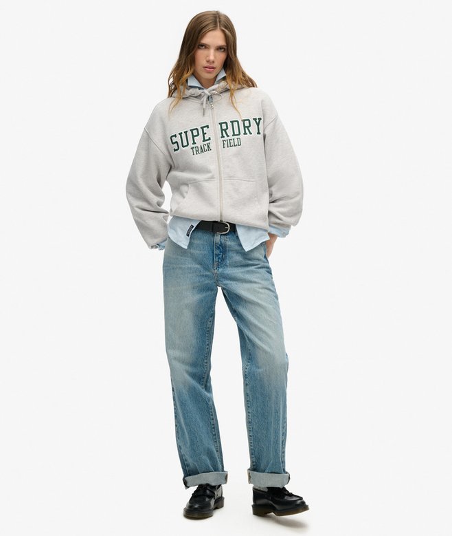 College Logo Boyfriend Zip Hoodie