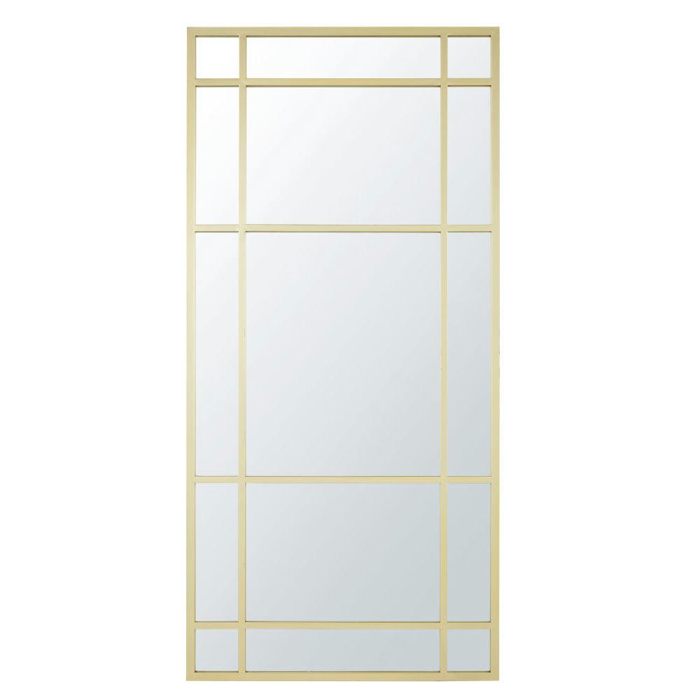NOAH - Grand miroir fenêtre rectangulaire en métal doré 90x190